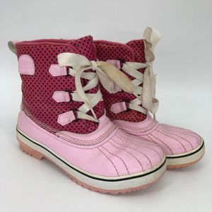 Sorel Tívoli pink polka dot snow rain boots